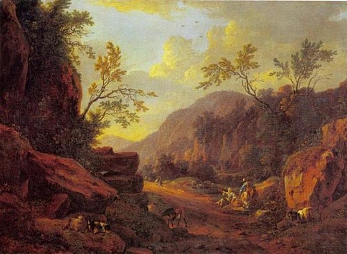Rocky Landscape in the Evening Light, 1665, Johann Franciscus Ermels