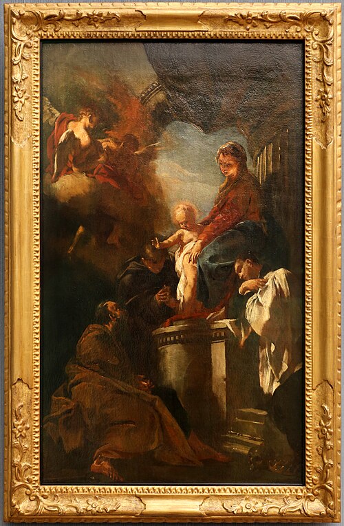 Thronende Maria mit dem Kind, von den Heiligen Joseph, Antonius von Padua und Francesco Borgia vereh, 1727, Federico Bencovich