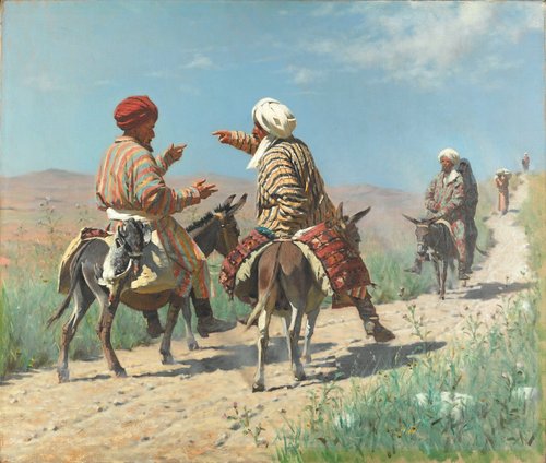 Mullah Rahim and Mullah Kerim on his way to the bazaar are quarreling, 1873, Vasily Vereshchagin