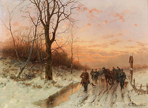 Returning Home from the Hunt at Sunset, 1933, Désiré Thomassin