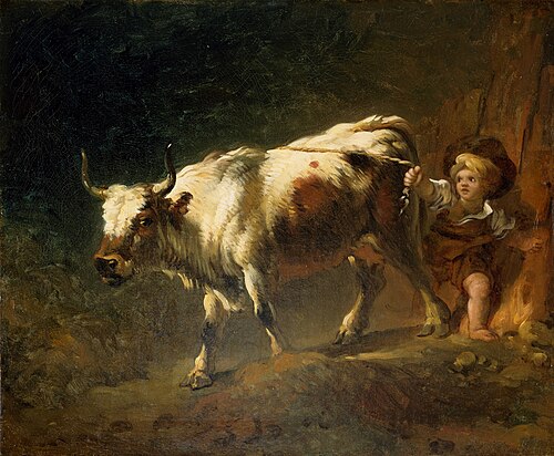 Boy Attempting to Restrain a Cow by a Rope, , Jean-Honoré Fragonard