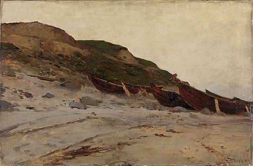 Boats on the Beach at Jæren, 1900, Nicolai Martin Ulfsten