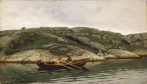 Three Men in a Rowing Boat, 1883, Nicolai Martin Ulfsten