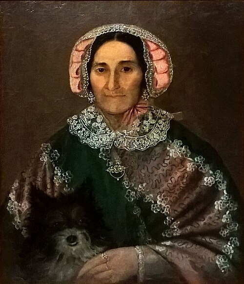 Portrait of an old woman with dog, 1850, Anton Chladek