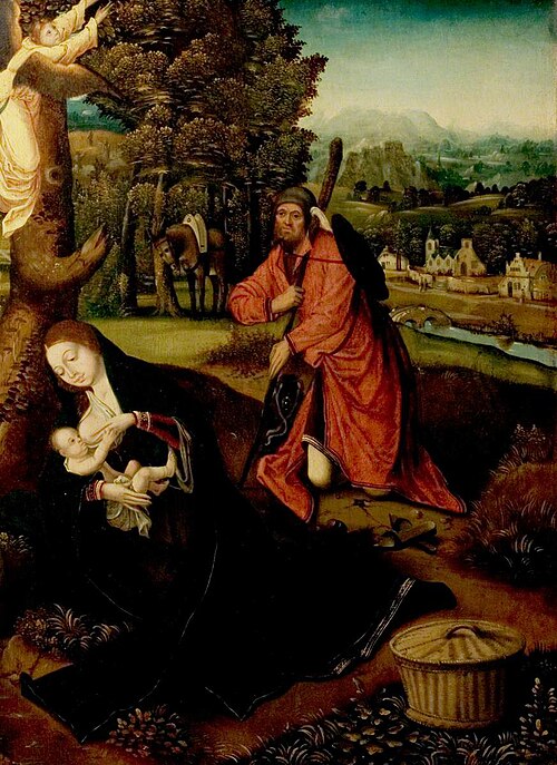 The Rest on the Flight into Egypt (Virgin, Child and St Joseph in a Landscape), , Master of the Antwerp Adoration