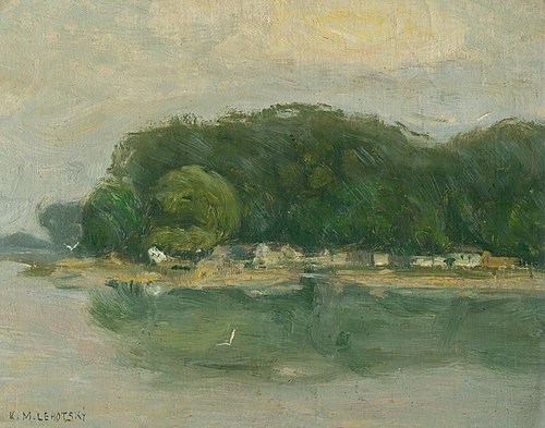 Petržalka Bank from the Danube, 1900, Karol Miloslav Lehotský