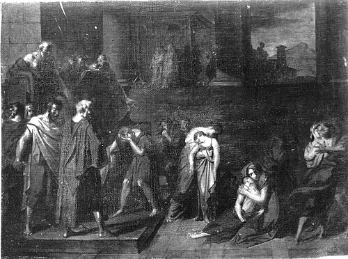 Athenische Kinder werden dem Minotauros zum Opfer bestimmt, 1811, Johann Peter von Langer