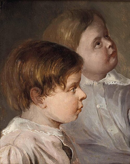 Double portrait of the two small sons of the Artist, 1861, Albert Schindler
