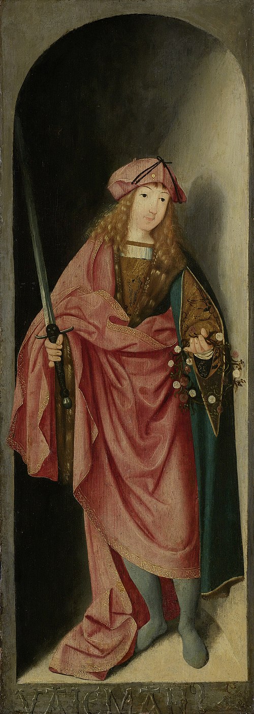 Left wing of a triptych with St Valerianus, 1500, Maïtre du diptyque de Brunswic