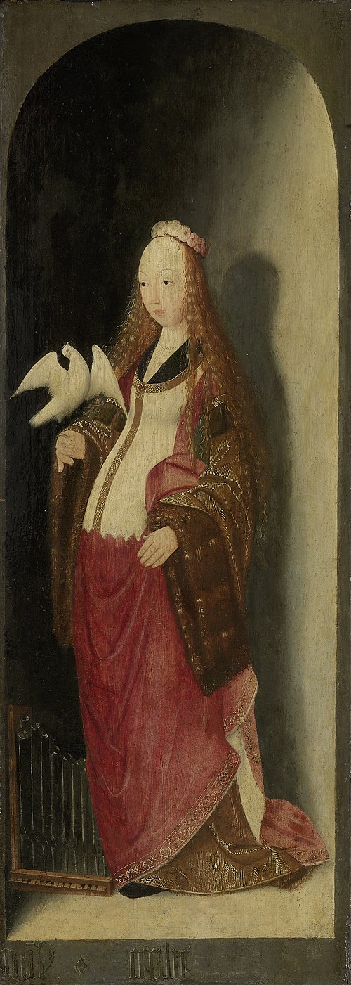 Right wing of a triptych with St Cecilia, 1490, Maïtre du diptyque de Brunswic