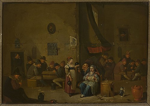 Genre scene in a tavern, , Hubert van Ravesteyn