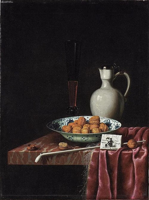 Still Life with Walnuts, Tobacco and Wine, 1671, Hubert van Ravesteyn