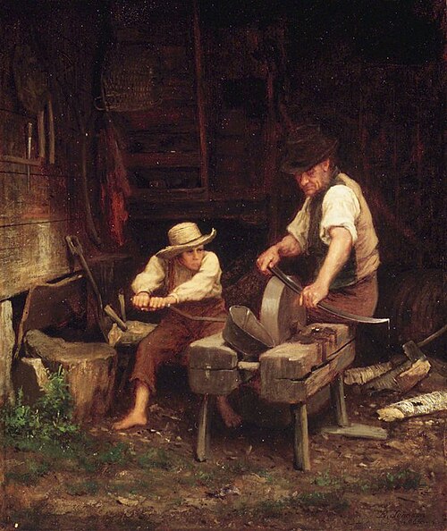 Sharpening the Scythe, 1865, Jonathan Eastman Johnson