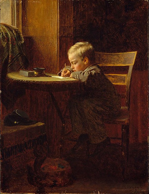 Writing to Father, 1863, Jonathan Eastman Johnson