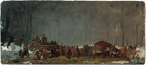 The Maple Sugar Camp-Turning Off, 1869, Jonathan Eastman Johnson