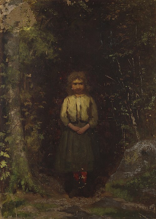Girl in the Woods [verso of On the Hillside], 1877, Jonathan Eastman Johnson