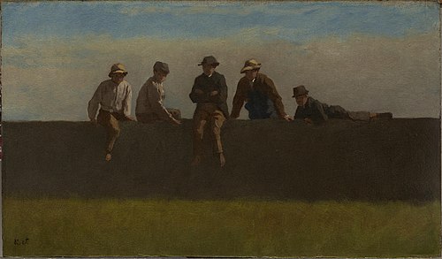 Five Boys on a Wall, 1877, Jonathan Eastman Johnson