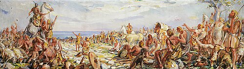 Arrival of Slovenes to the sea, draft, 1938, Albert Sirk