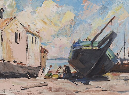 Caulkers at Lunch, 1940, Albert Sirk