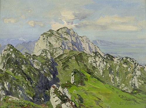 Blick auf die Benediktenwand von Süden, 1902, Otto Strützel