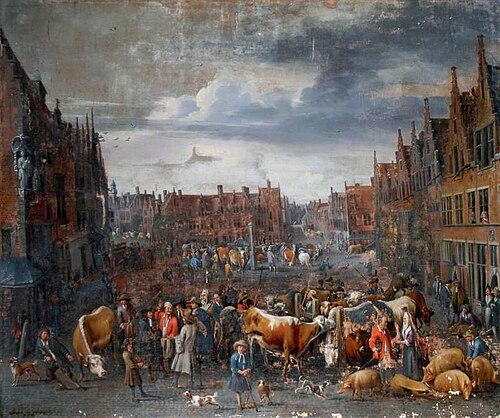 Cattle Market in Antwerp, Belgium, 1693, Alexander van Bredael