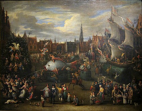 Fête traditionnelle à Anvers, 1697, Alexander van Bredael