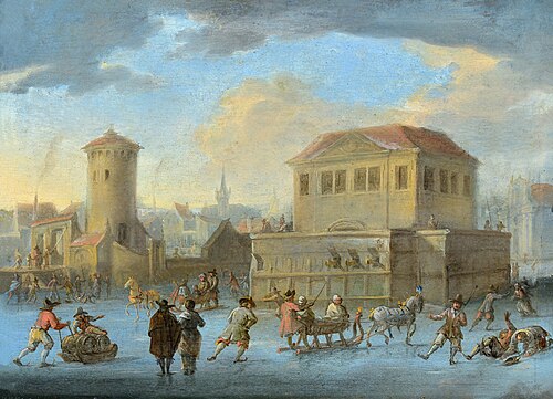 Merrymaking on the ice, 1700, Alexander van Bredael