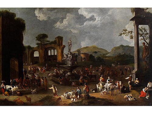 Large pastoral festival among ancient ruins, 1700, Alexander van Bredael