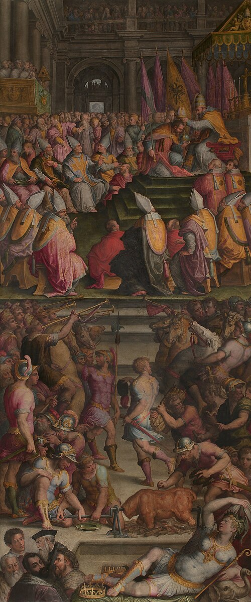 Clement VII crowns Charles V in San Petronio in Bologna, 1559, Giorgio Vasari