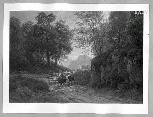 forest scenery with cows, 1877, Paul Weber