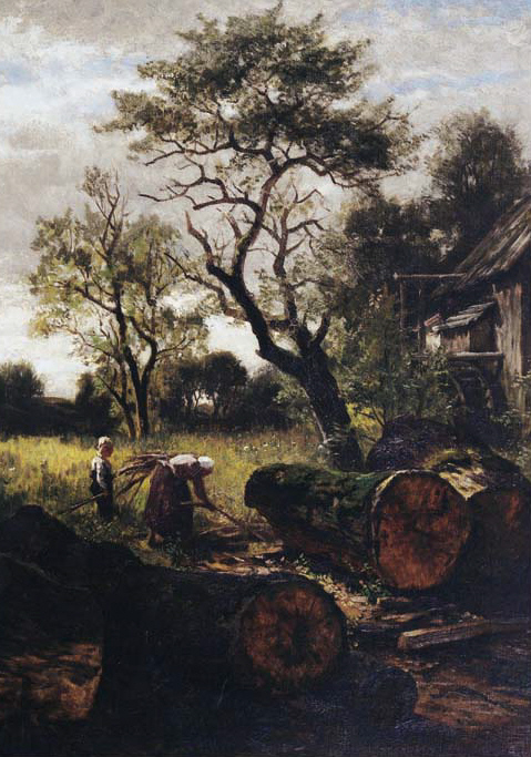 Brushwood Collector (Mother with Her Little Boy in front of the Dachau Miill), 1875, Paul Weber