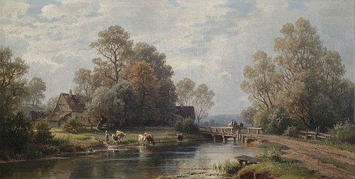 Summer River Landscape near a Farmstead, 1916, Paul Weber