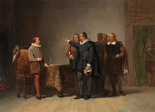 Anno 1585. Oldenbarnevelt brengt met enkele Statenleden Maurits het bericht van zijn aanstelling tot, 1850, Paul Tetar van Elven