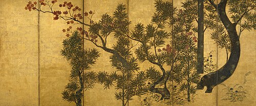Black Pines and Maple Trees, 1650, Tawara Sōtatsu