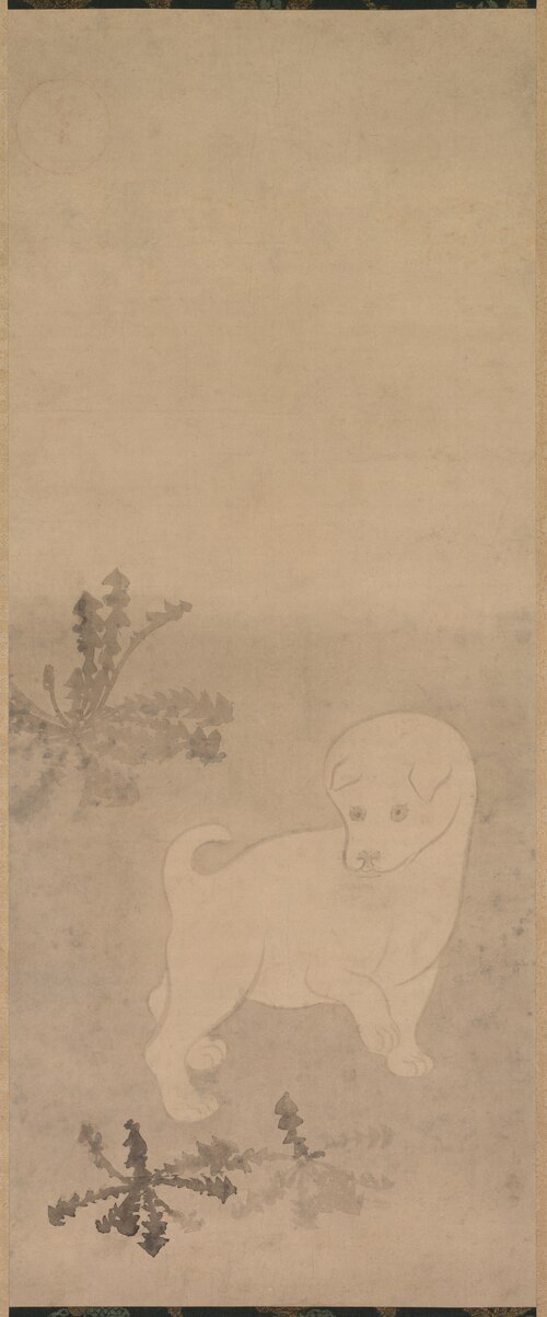 Puppy with Dandelions, 1620, Tawaraya Sôtatsu