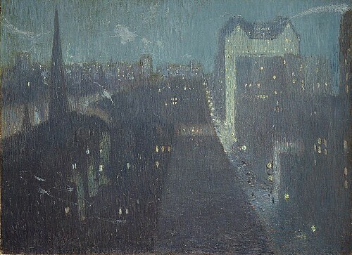 The Plaza: Nocturne, 1911, Julian Alden Weir