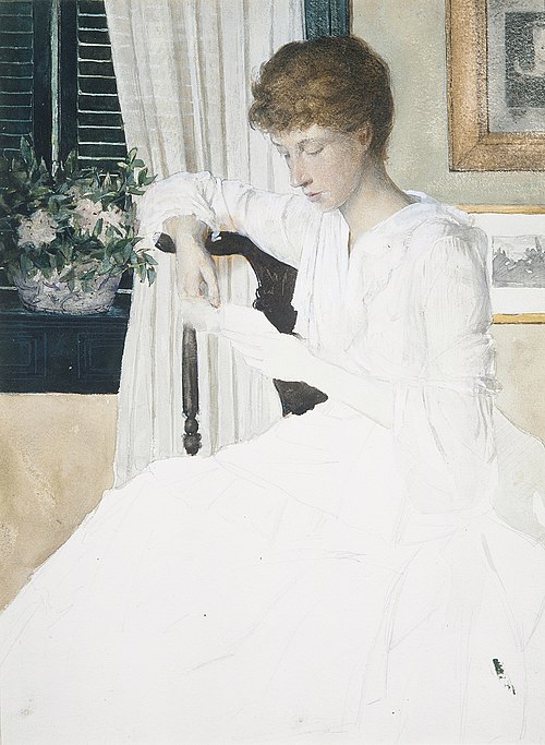 Anna Dwight Weir Reading a Letter, 1890, Julian Alden Weir