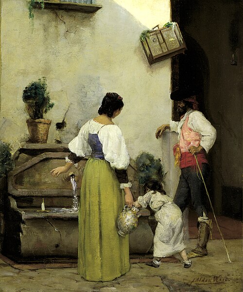 At the Water Trough, 1876, Julian Alden Weir