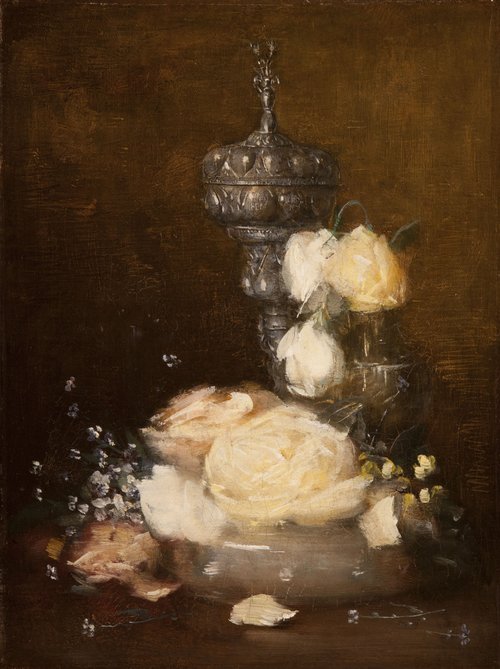 Silver Chalice with Roses, 1882, Julian Alden Weir