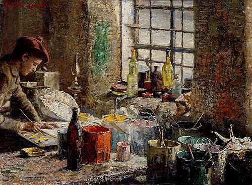 The Painter's Workshop, 1885, Fredrik Kolstø