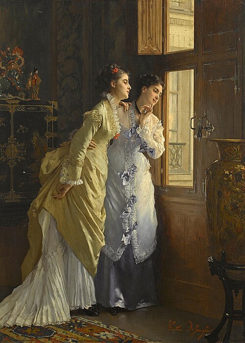 Awaiting the suitor, 1893, Gustave Léonard de Jonghe