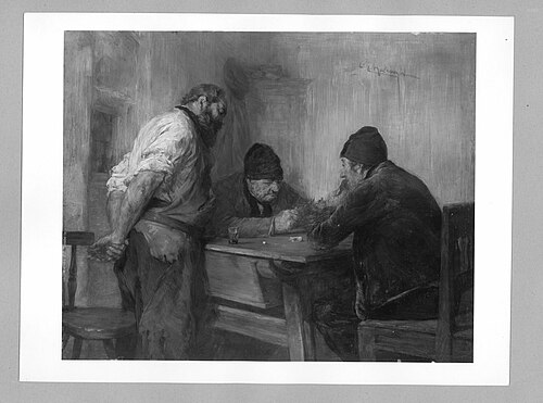 peasants playing card, 1883, Edmund Harburger