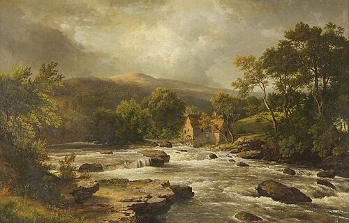 Mill in Ruins on the Banks of the River Usk, 1858, Edmund Gill