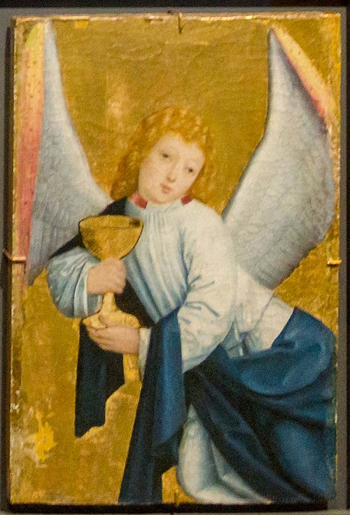 Fragment from the Liesborn High Altarpiece: Mourning Angel with Chalice, 1480, Maître de Liesborn