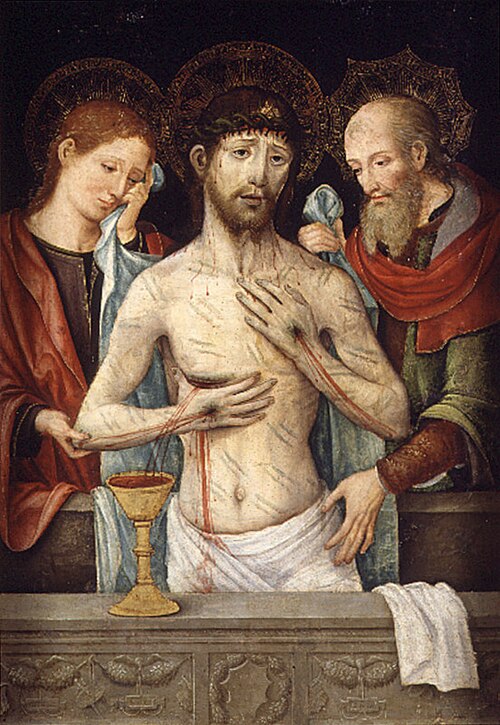Cristo paciente con San Juan Evangelista y Nicodemo, , Vicente Masip