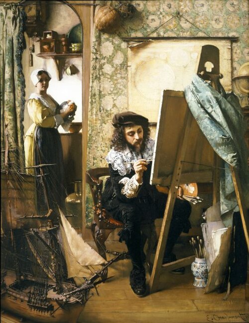 Artist in his studio, 1890, Eduard Charlemont