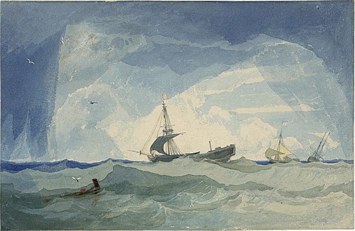 A dismasted brig, 1808, John Sell Cotman