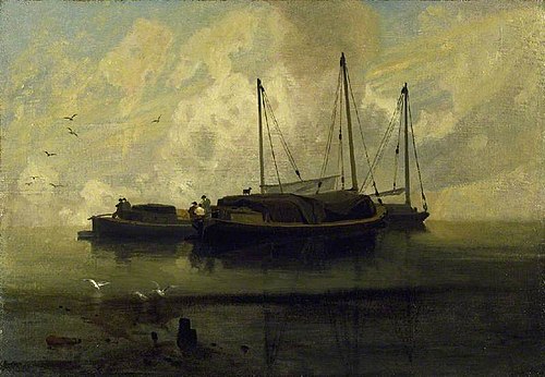 Wherries at Anchor on Breydon Water, 1810, John Sell Cotman
