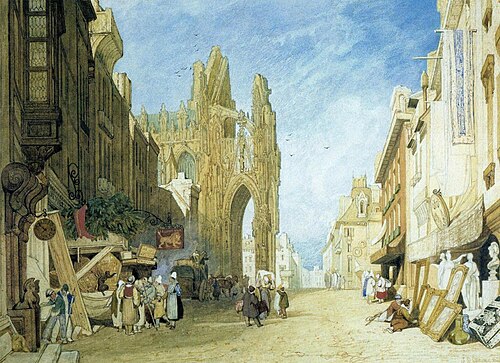 Street Scene at Alencon, Normandy, 1828, John Sell Cotman