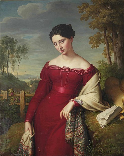 Portrait of a Young Lady in a Red Dress, 1824, Eduard Friedrich Leybold